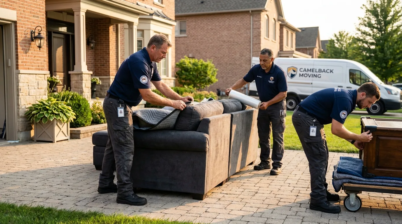 Large estate moving crew wrapping furniture in Belgrade, MT